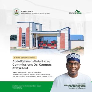 Read more about the article AbdulRahman AbdulRazaq To Commission the Osi Campus of Kwara State University