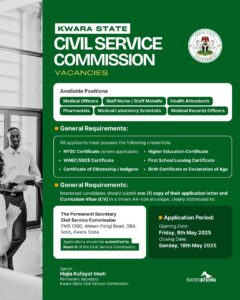 Read more about the article Kwara Civil Service Commission Opens Recruitment for Health Sector Roles