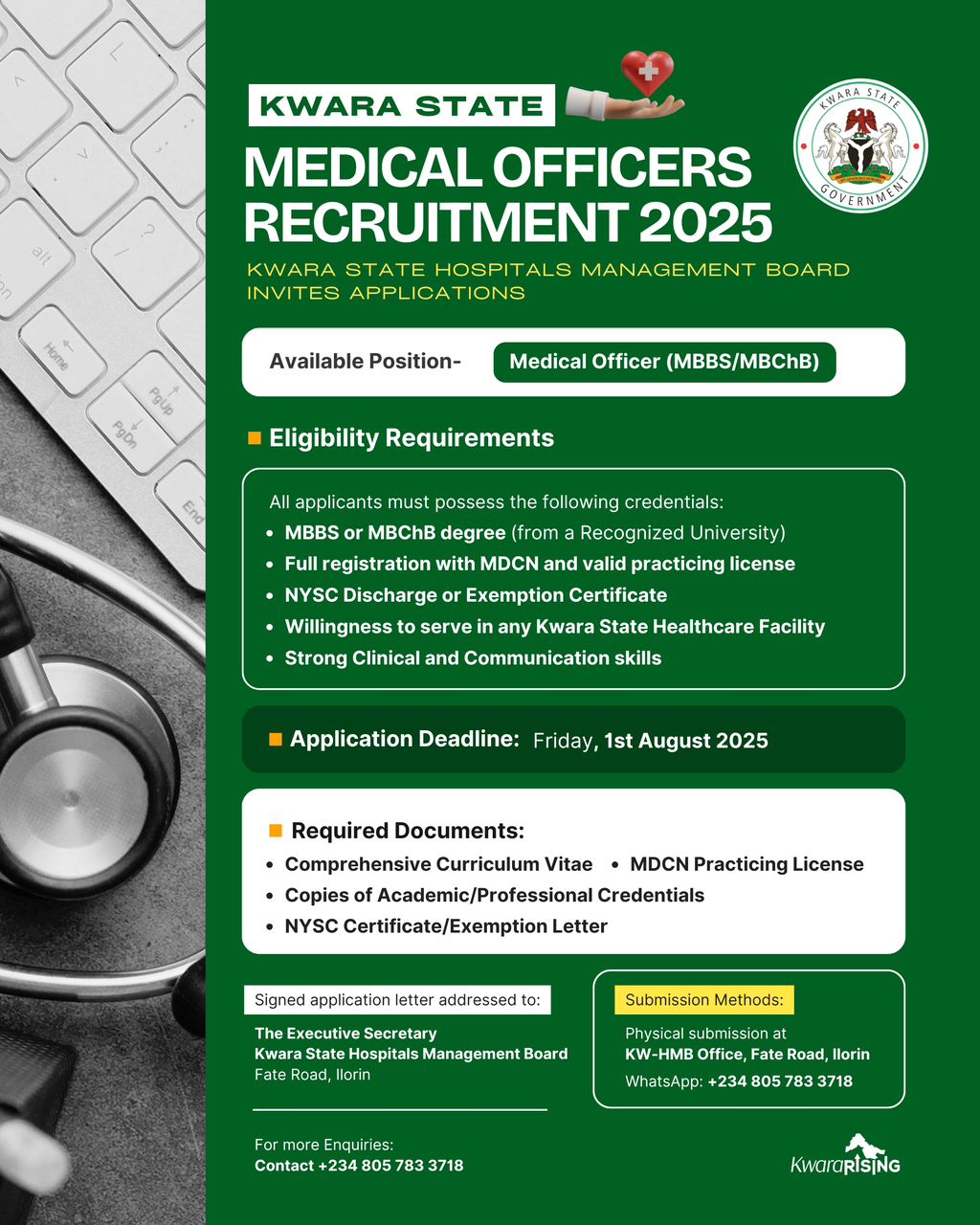 You are currently viewing Kwara Govt Opens Recruitment for Medical Officers